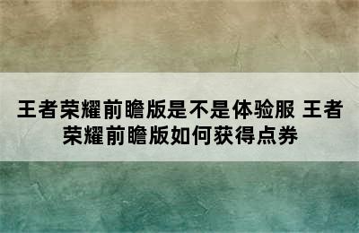 王者荣耀前瞻版是不是体验服 王者荣耀前瞻版如何获得点券